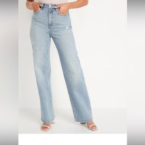 Womens Old Navy Extra High Waisted Ripped Wide Leg Jeans Size 8, Color:Lois